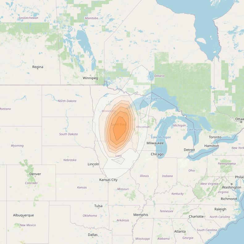 Directv 9S at 101° W downlink Ka-band DL2 Spot beam coverage map