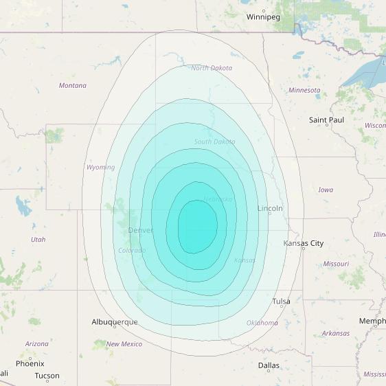 Skyterra 1 at 101° W downlink L-band TLTP1 beam coverage map