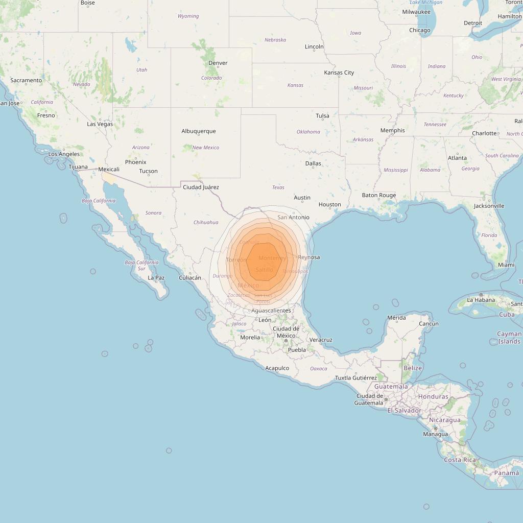 Directv 12 at 103° W downlink Ka-band A1B8 (Saltillo) Spot beam coverage map