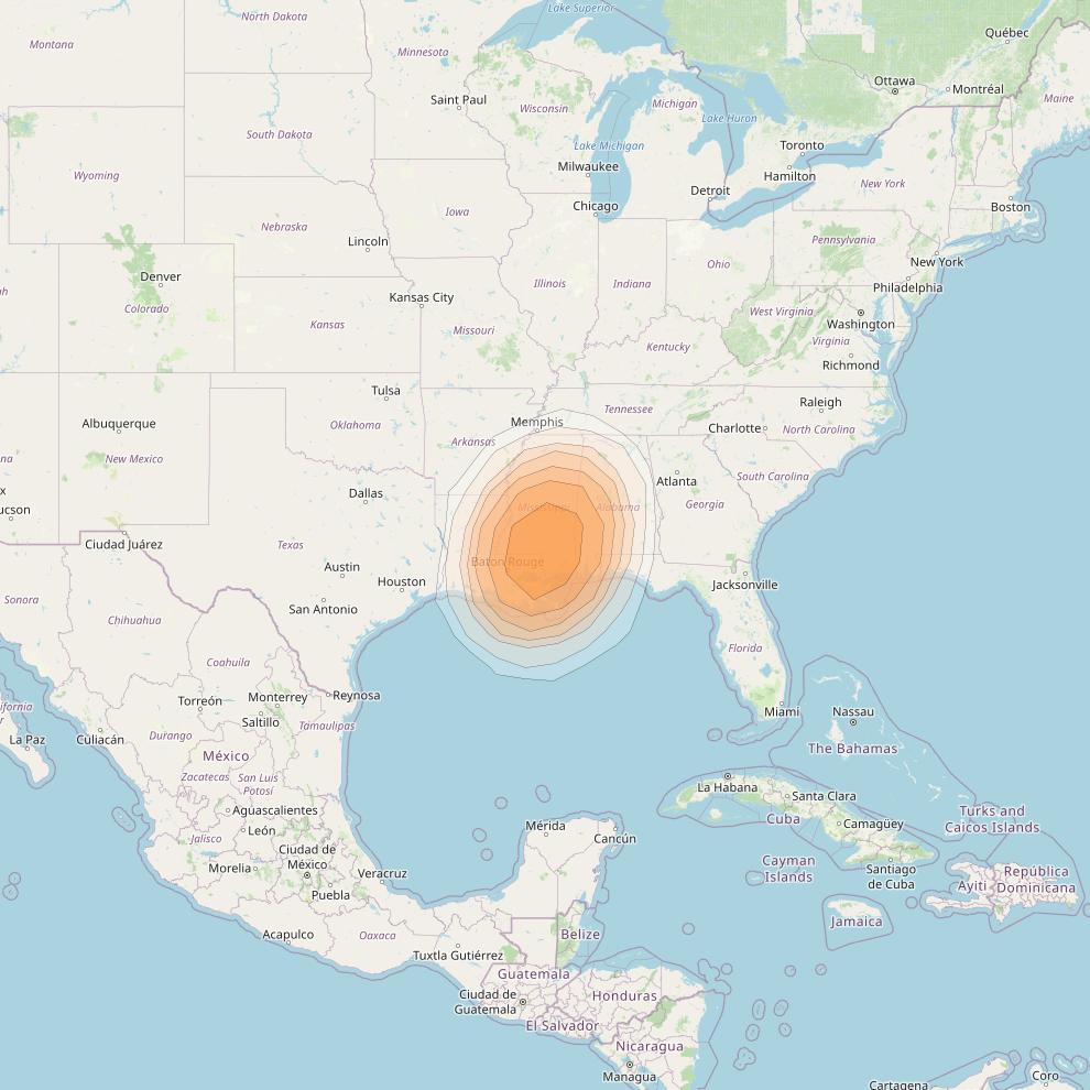 Directv 12 at 103° W downlink Ka-band A4B5 (Jackson) Spot beam coverage map