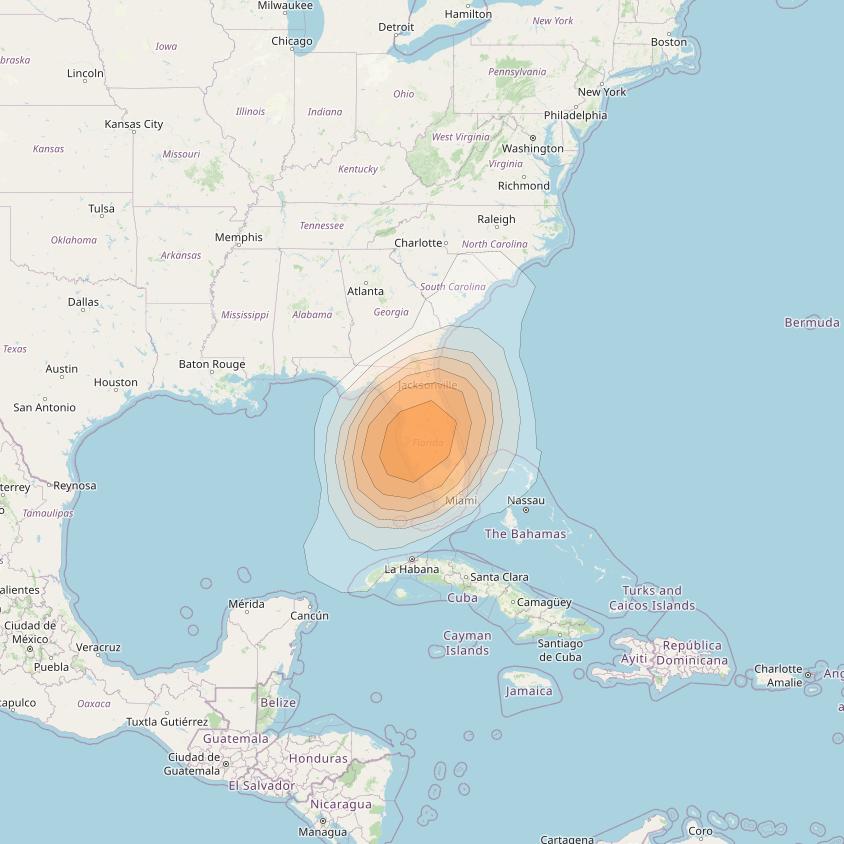 Directv 10 at 103° W downlink Ka-band A1B2 (Tampa) Spot beam coverage map