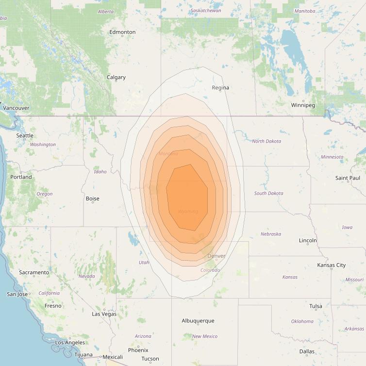 Directv 10 at 103° W downlink Ka-band A3B8 (Casper) Spot beam coverage map