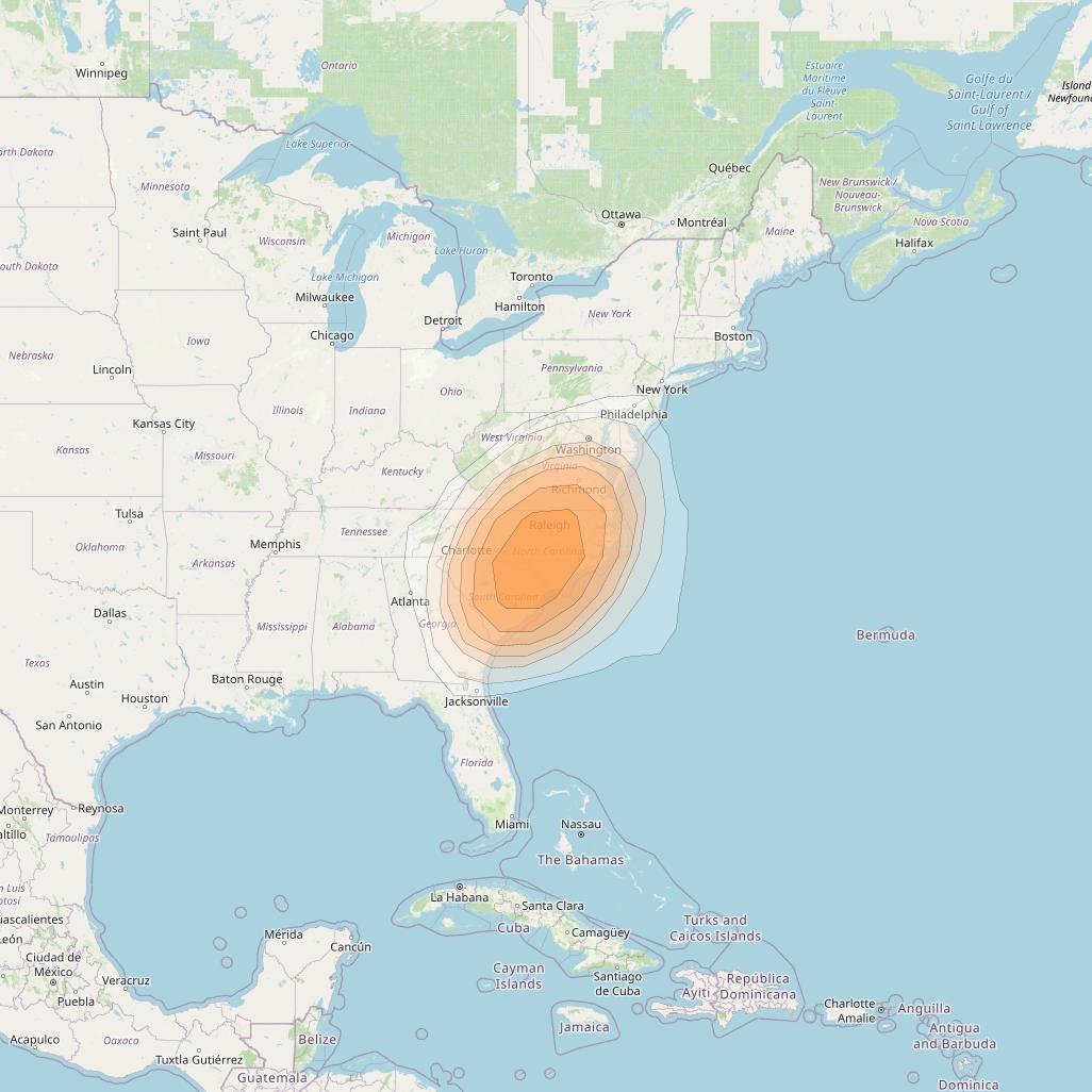 Directv 10 at 103° W downlink Ka-band A4B1 (Raleigh) Spot beam coverage map