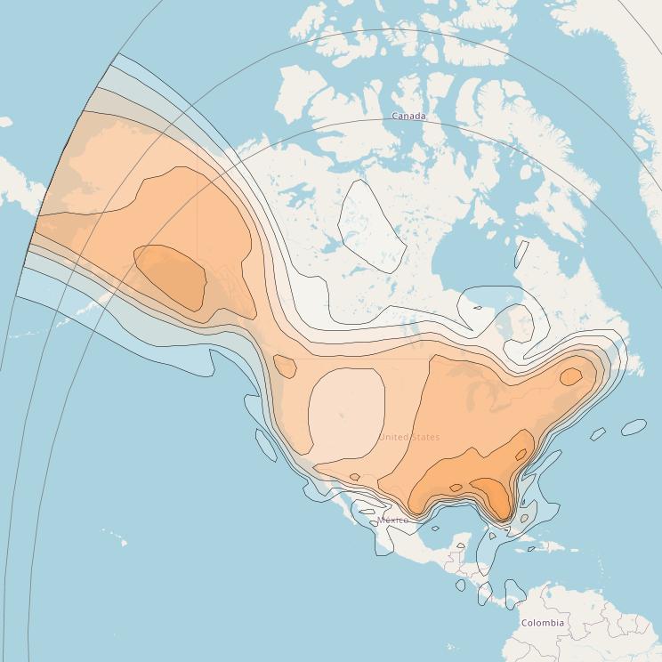 Directv 15 at 103&deg; W downlink Ka-band CONUS A beam coverage map