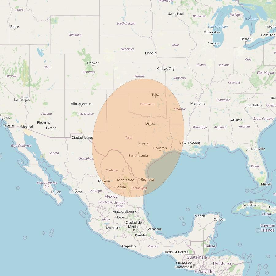 AMC 15 at 105° W downlink Ka-band Spot 10 beam coverage map