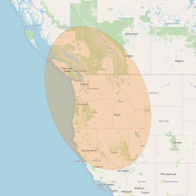 AMC 15 at 105° W downlink Ka-band Spot 2 beam coverage map