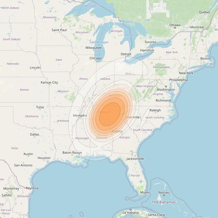 Echostar 17 at 107° W downlink Ka-band Spot U39DL beam coverage map