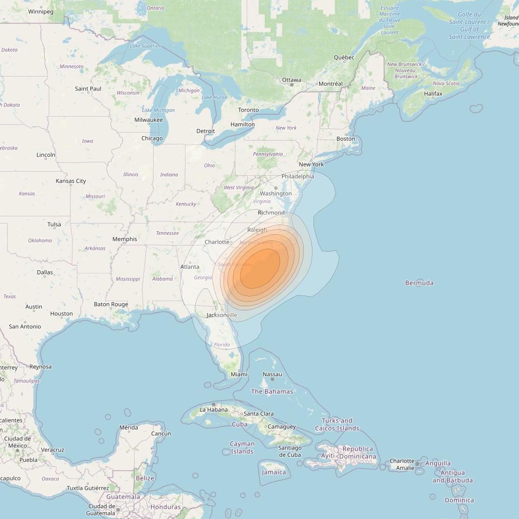 Echostar 17 at 107° W downlink Ka-band Spot U50DL beam coverage map