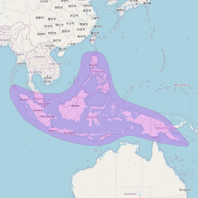 Telkom 4 at 108° E downlink C-band Indonesia beam coverage map