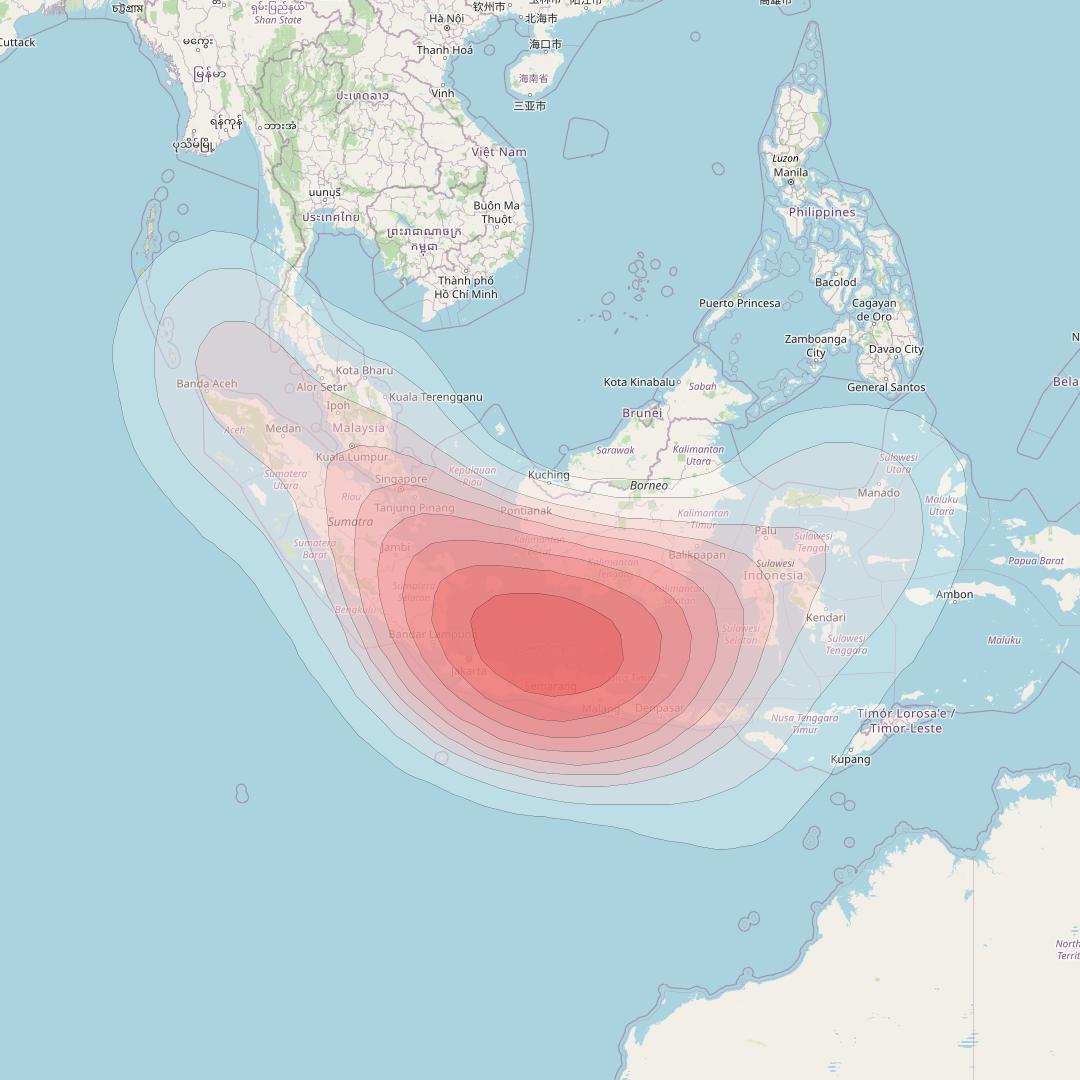 SES 7 at 108° E downlink Ku-band South East AsiaBeam coverage map