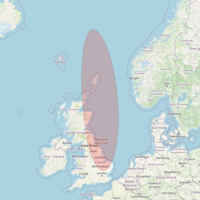 Eutelsat 10B at 10&deg; E downlink Ku-band S008 User Spot beam coverage map