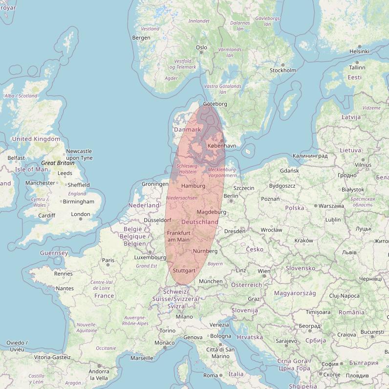 Eutelsat 10B at 10&deg; E downlink Ku-band S010 User Spot beam coverage map