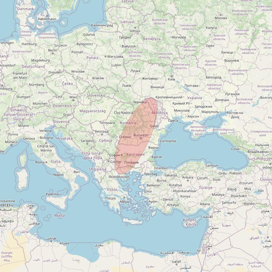 Eutelsat 10B at 10&deg; E downlink Ku-band S014 User Spot beam coverage map