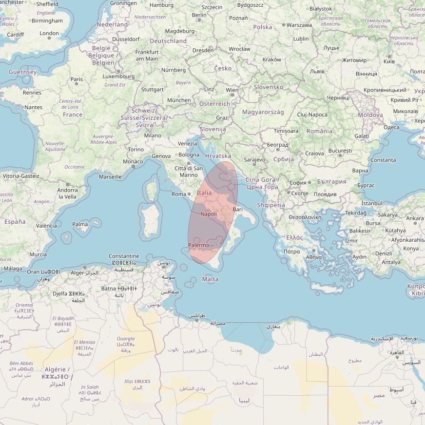 Eutelsat 10B at 10&deg; E downlink Ku-band S034 User Spot beam coverage map