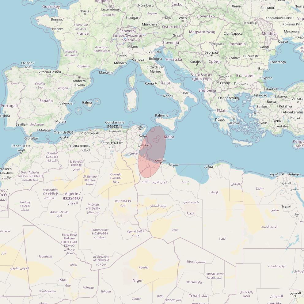 Eutelsat 10B at 10&deg; E downlink Ku-band S049 User Spot beam coverage map