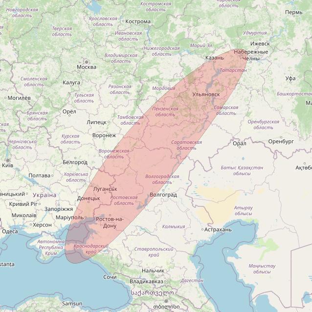 Eutelsat 10B at 10&deg; E downlink Ku-band S052 User Spot beam coverage map