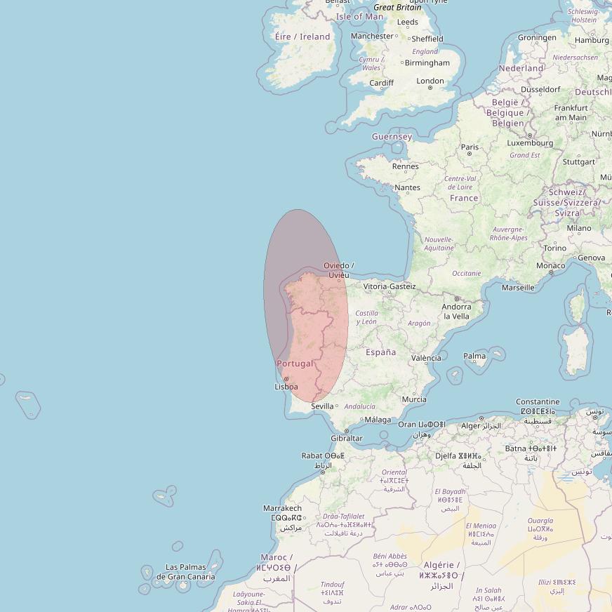Eutelsat 10B at 10&deg; E downlink Ku-band S065 User Spot beam coverage map