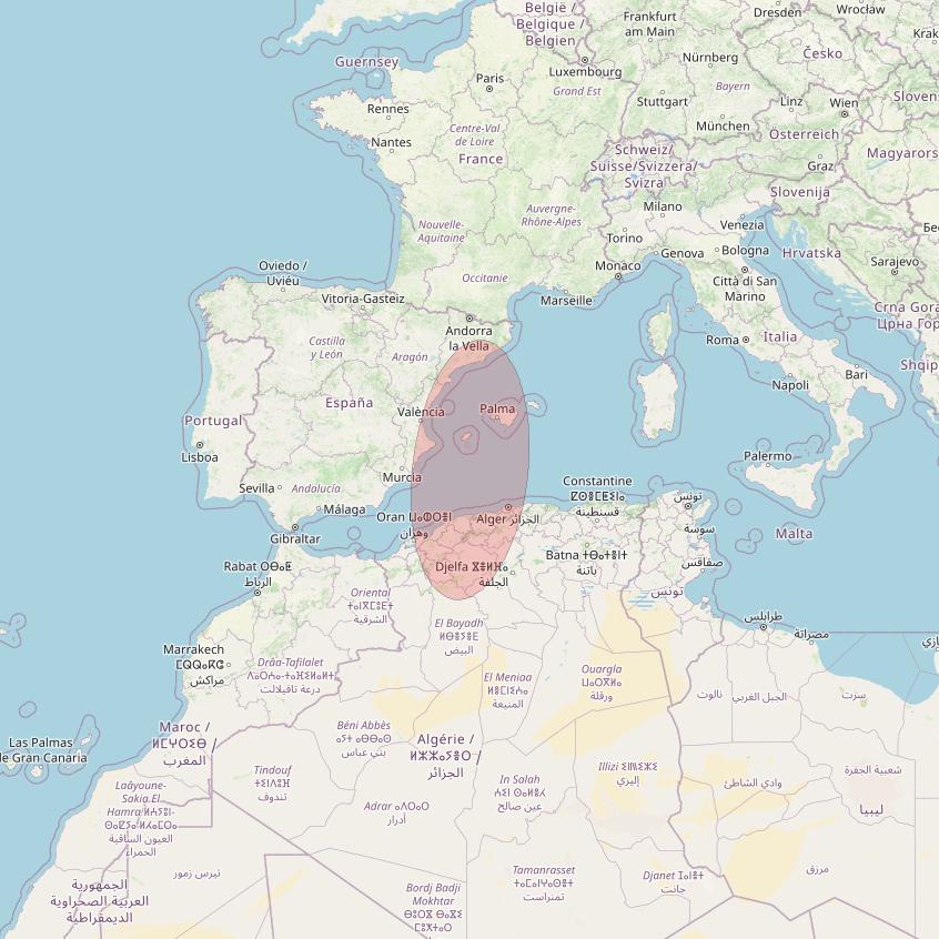 Eutelsat 10B at 10&deg; E downlink Ku-band S067 User Spot beam coverage map