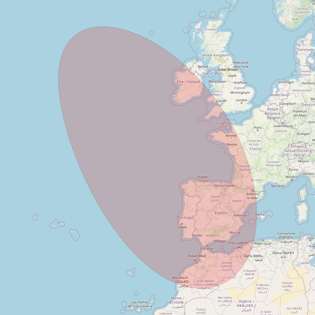 Eutelsat 10B at 10&deg; E downlink Ku-band S104 User Spot beam coverage map