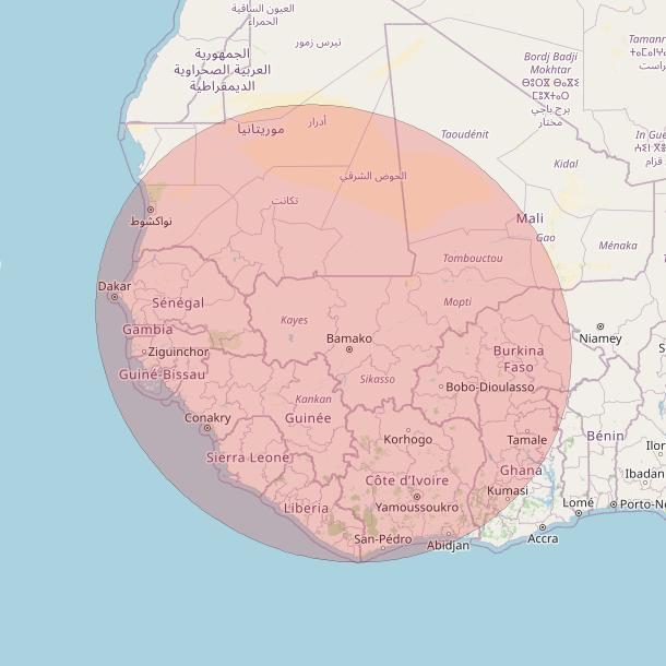Eutelsat 10B at 10&deg; E downlink Ku-band S116 User Spot beam coverage map