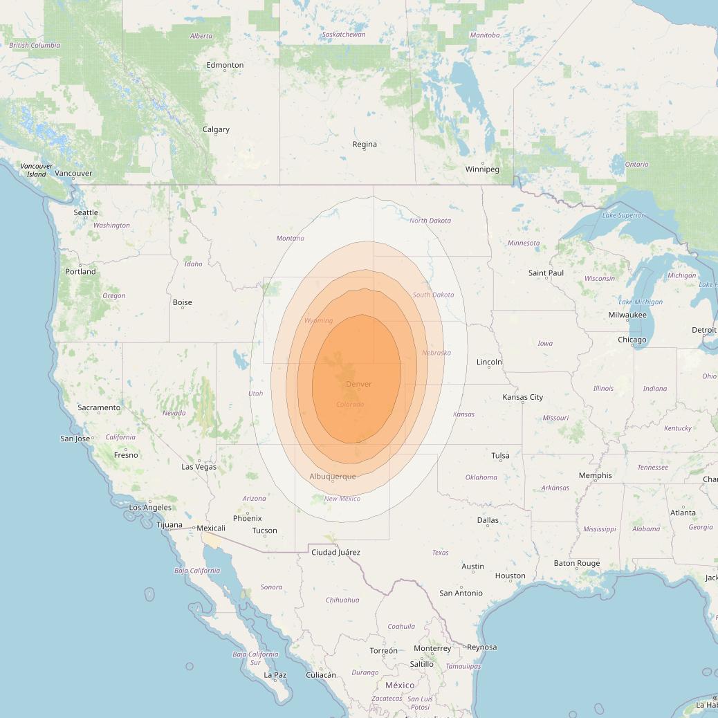 Anik F2 at 111° W downlink Ka-band Spot 24 beam coverage map