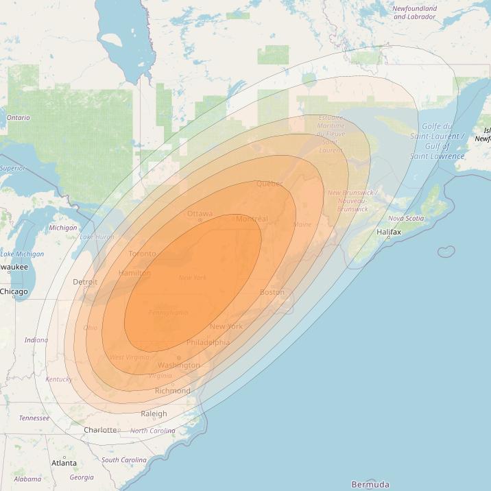 Wildblue 1 at 111° W downlink Ka-band Spot 116 (APA4GW16) beam coverage map