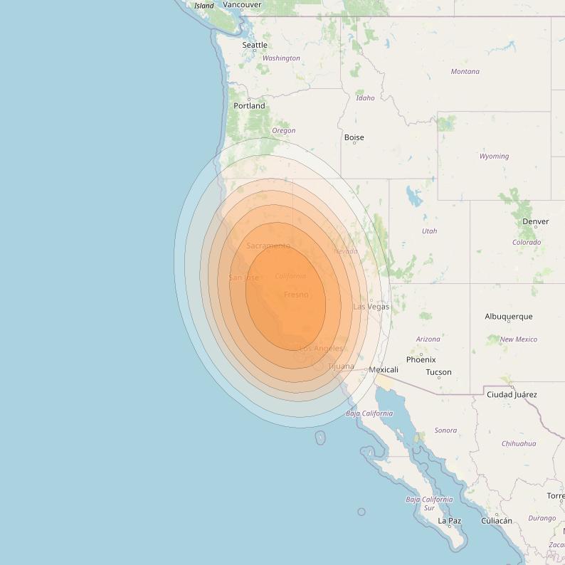 Wildblue 1 at 111° W downlink Ka-band Spot 118 (APA6GW27) beam coverage map