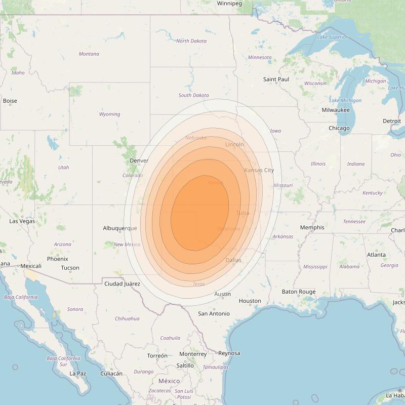 Wildblue 1 at 111° W downlink Ka-band Spot 122 (APA6GW11) beam coverage map