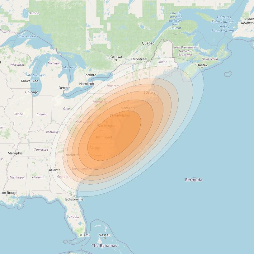 Wildblue 1 at 111° W downlink Ka-band Spot 126 (APA6GW16) beam coverage map