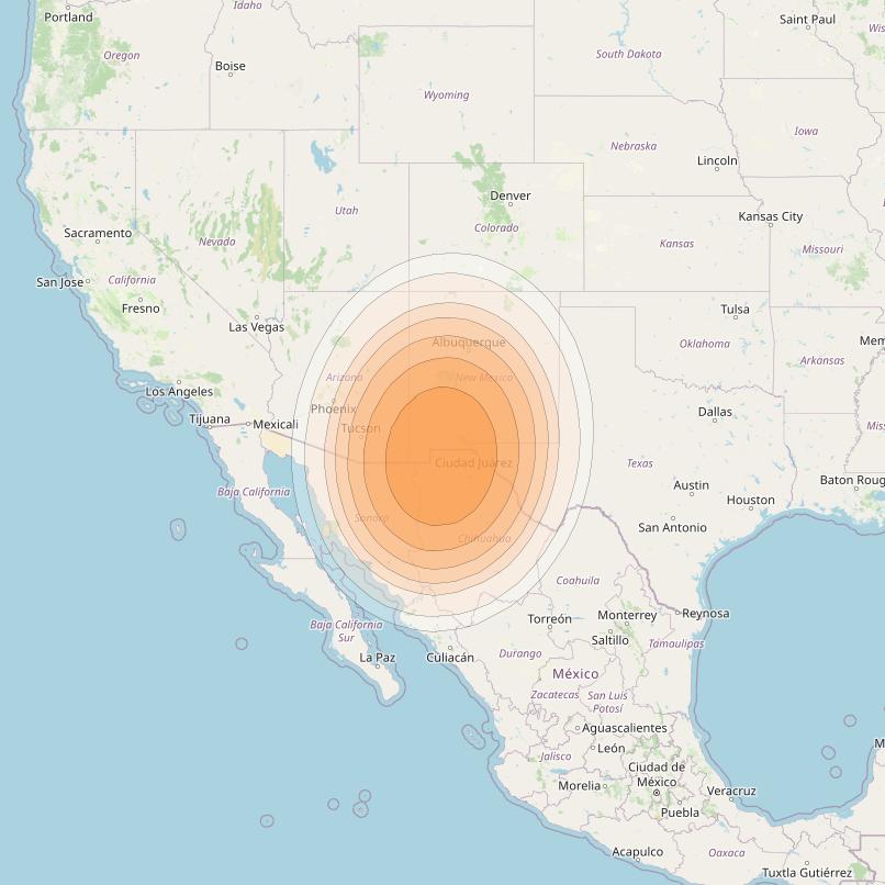 Wildblue 1 at 111° W downlink Ka-band Spot 129 (APA4GW27) beam coverage map