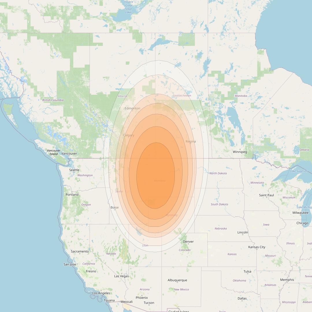 Wildblue 1 at 111° W downlink Ka-band Spot 103 (APA7GW11) beam coverage map