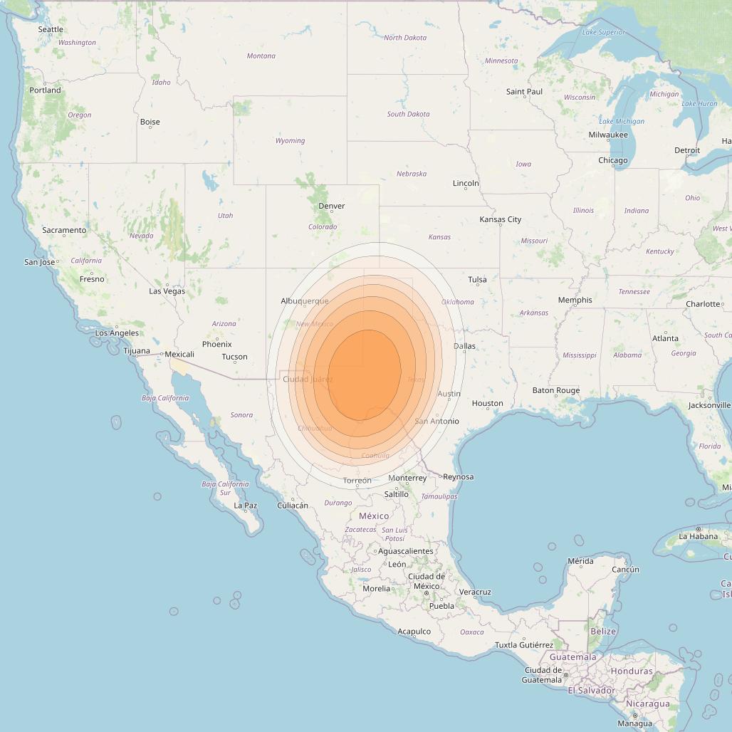 Wildblue 1 at 111° W downlink Ka-band Spot 130 (APA2GW6) beam coverage map