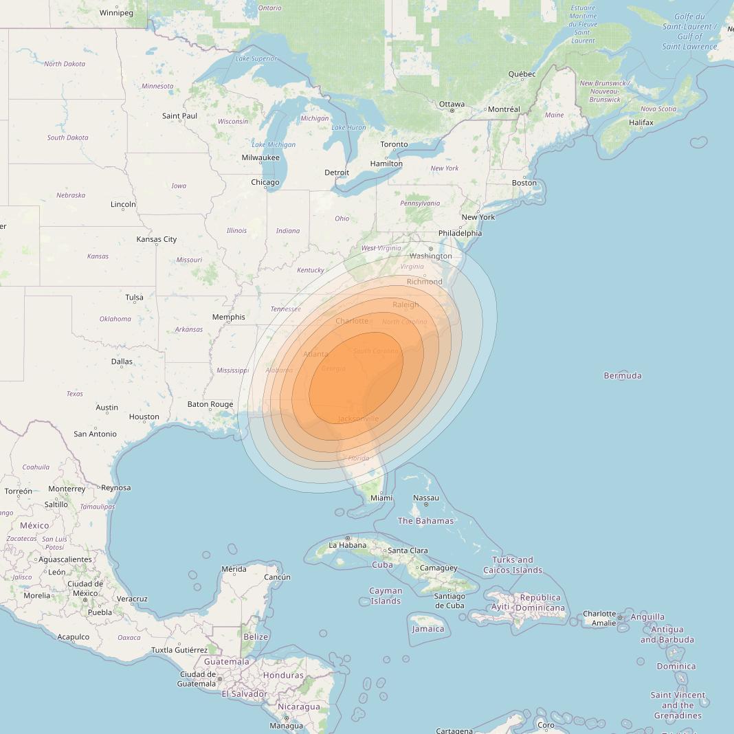 Wildblue 1 at 111° W downlink Ka-band Spot 134 (APA2GW11) beam coverage map