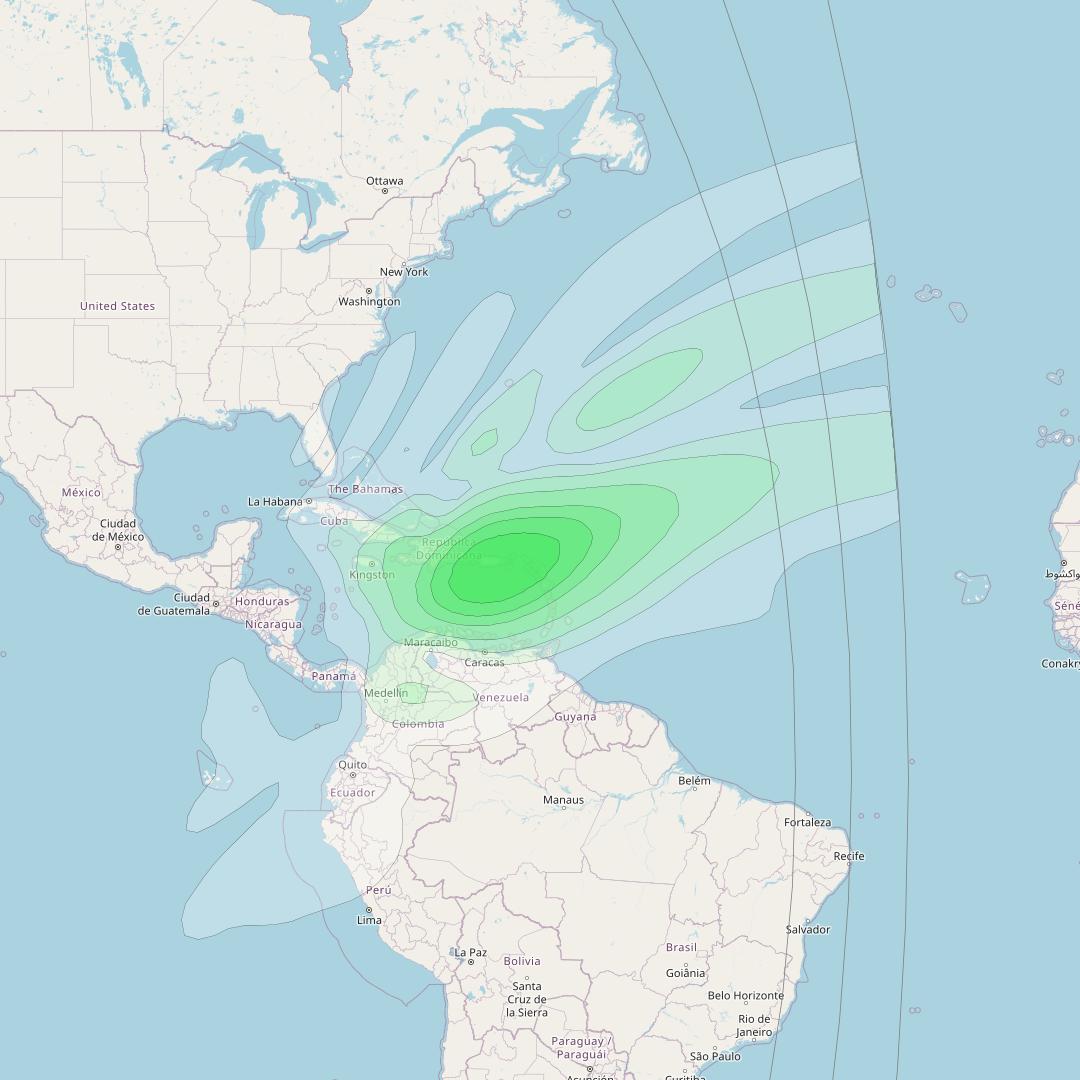 Echostar T1 at 111° W downlink S-band Puerto-Rico Beam coverage map