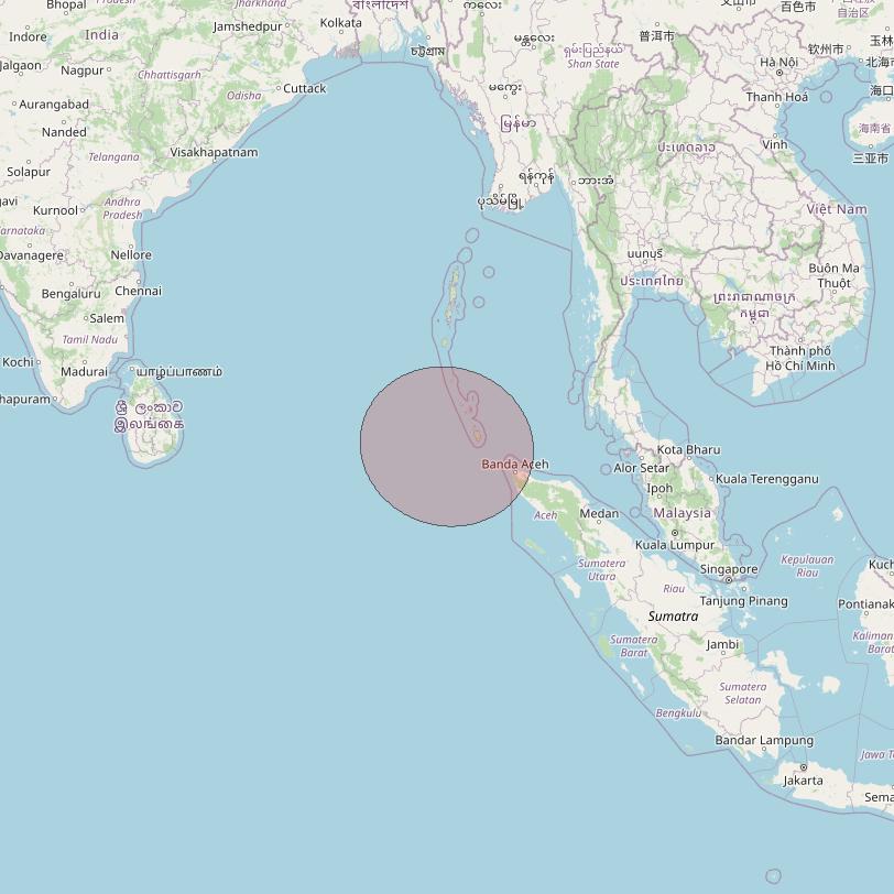 Telkomsat 113BT at 113&deg; E downlink Ku-band S01 User Spot beam coverage map