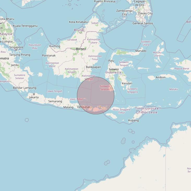 Telkomsat 113BT at 113&deg; E downlink Ku-band S17 User Spot beam coverage map