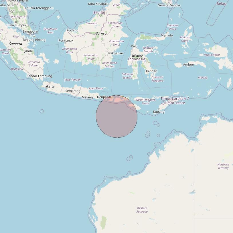 Telkomsat 113BT at 113&deg; E downlink Ku-band S18 User Spot beam coverage map