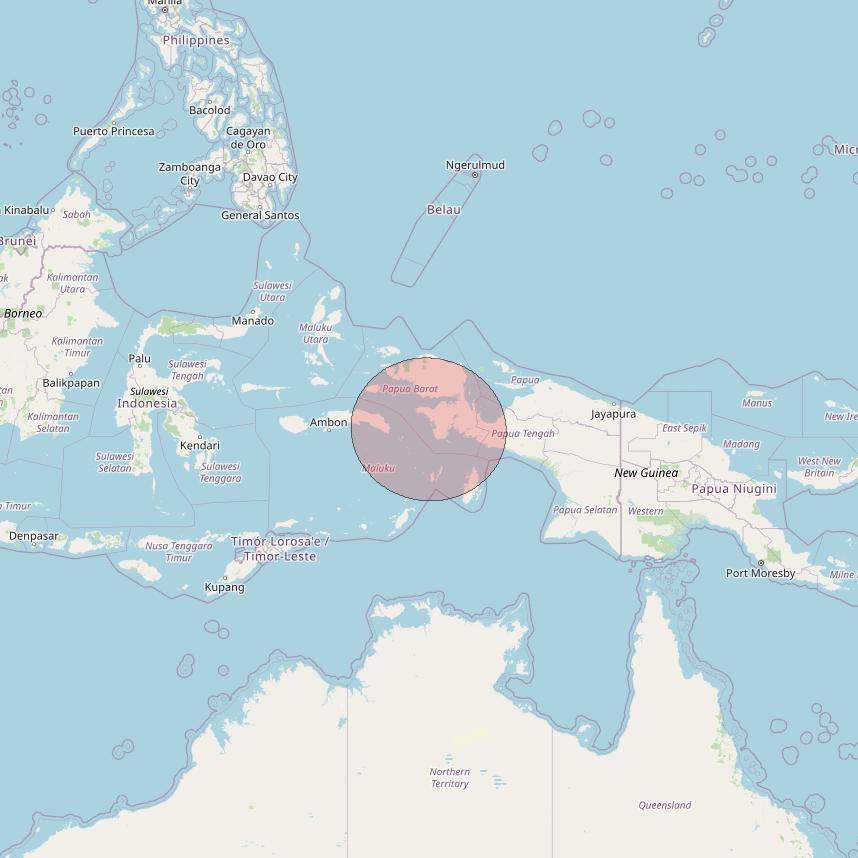 Telkomsat 113BT at 113&deg; E downlink Ku-band S28 User Spot beam coverage map