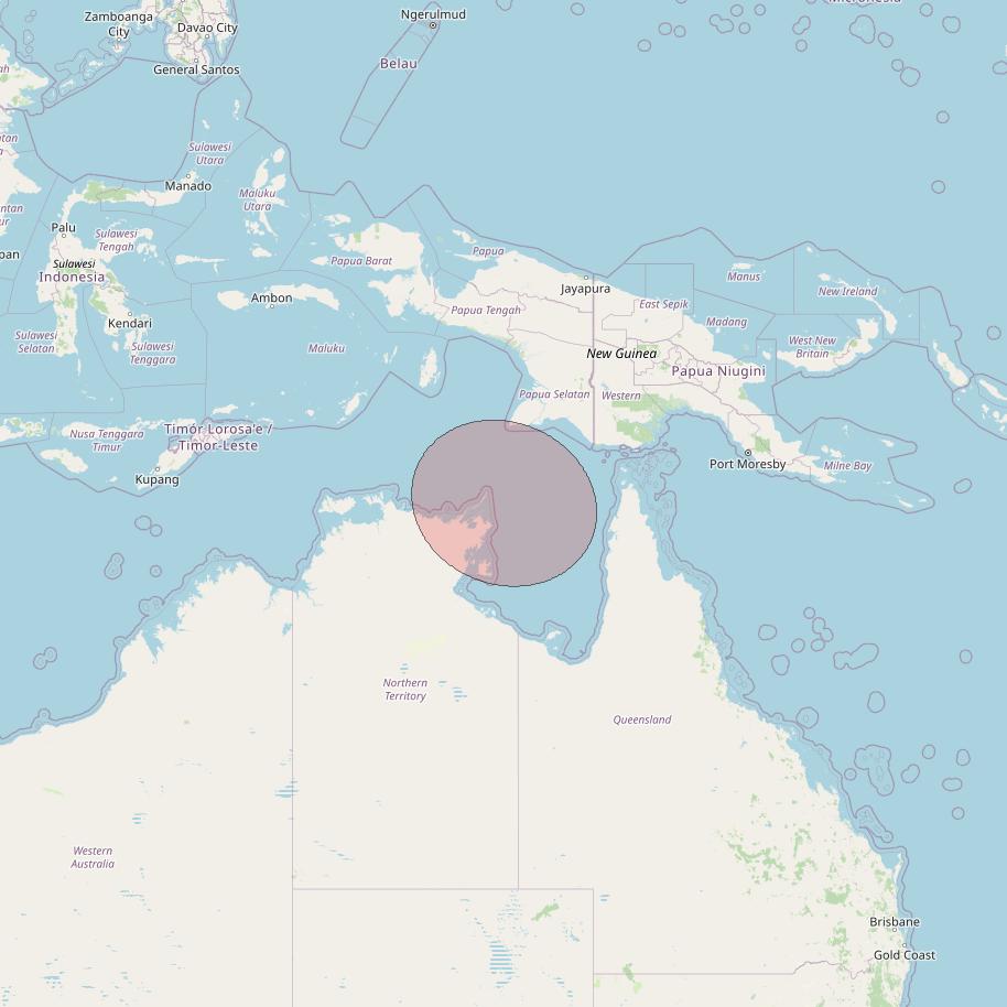 Telkomsat 113BT at 113&deg; E downlink Ku-band S34 User Spot beam coverage map
