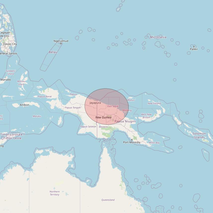 Telkomsat 113BT at 113&deg; E downlink Ku-band S36 User Spot beam coverage map