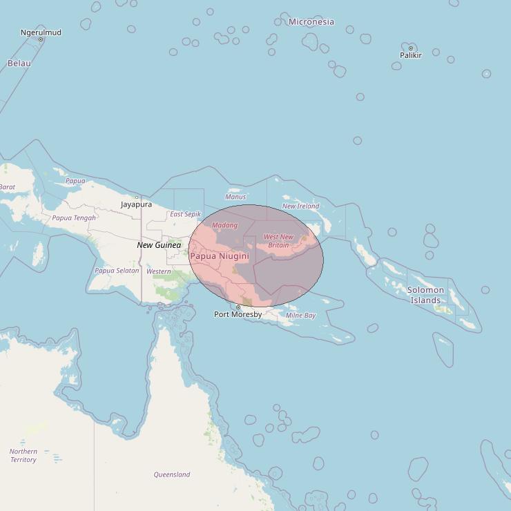 Telkomsat 113BT at 113&deg; E downlink Ku-band S39 User Spot beam coverage map