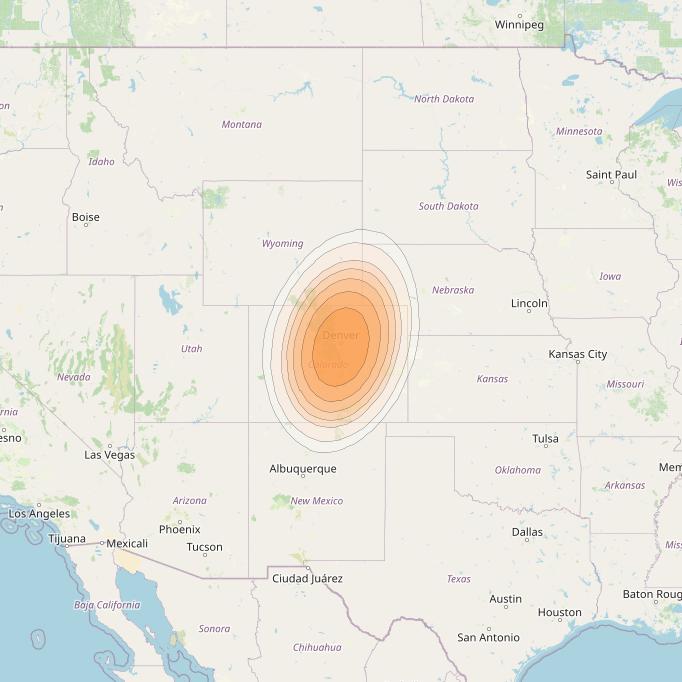 ViaSat 1 at 115° W downlink Ka-band Gateway G10DR beam coverage map