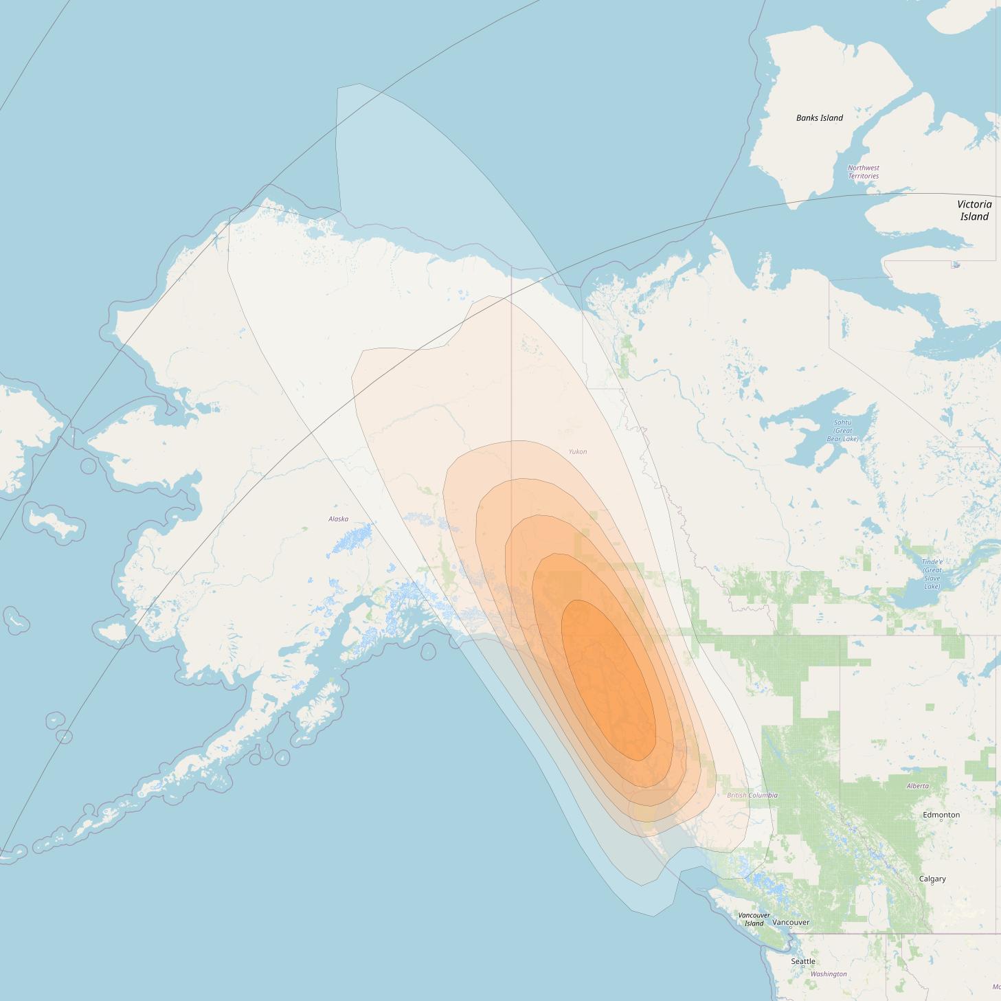 ViaSat 1 at 115° W downlink Ka-band Gateway G17DR beam coverage map