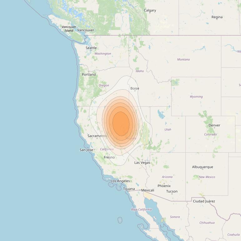 ViaSat 1 at 115° W downlink Ka-band Gateway G9DL beam coverage map