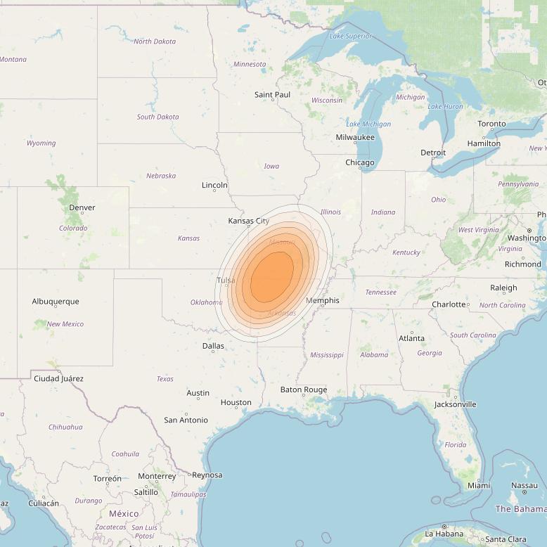 ViaSat 1 at 115° W downlink Ka-band Spot U24DL beam coverage map