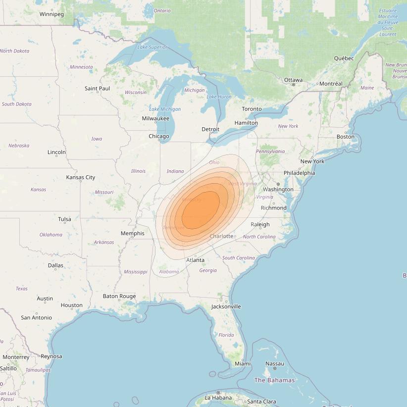 ViaSat 1 at 115° W downlink Ka-band Spot U27DL beam coverage map