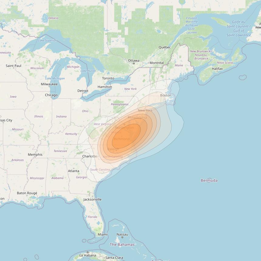 ViaSat 1 at 115° W downlink Ka-band Spot U29DL beam coverage map