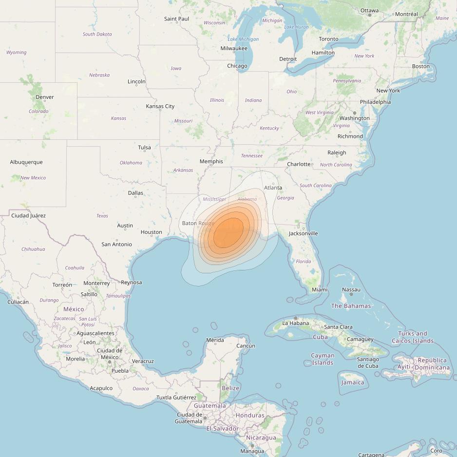 ViaSat 1 at 115° W downlink Ka-band Spot U49DR beam coverage map