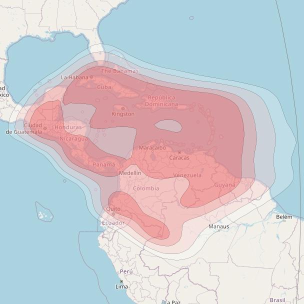 Eutelsat 117 West B at 117° W downlink Ku-band 5 beam coverage map