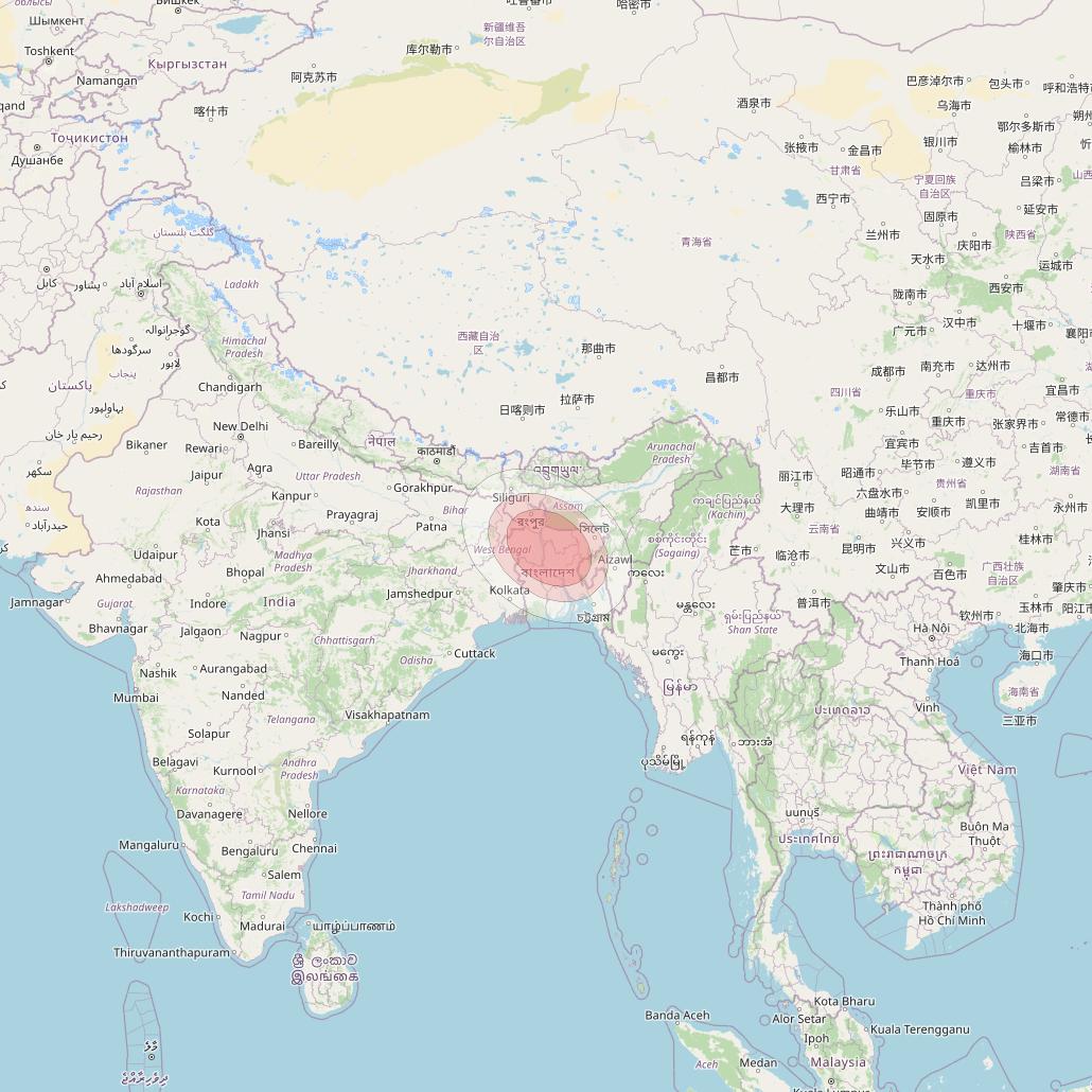 Thaicom 4 at 119° E downlink Ku-band Spot 104 beam coverage map